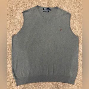 Vtg Polo Ralph Lauren Pima Cotton Sweater Vest V Neck Mens 2XLT Green